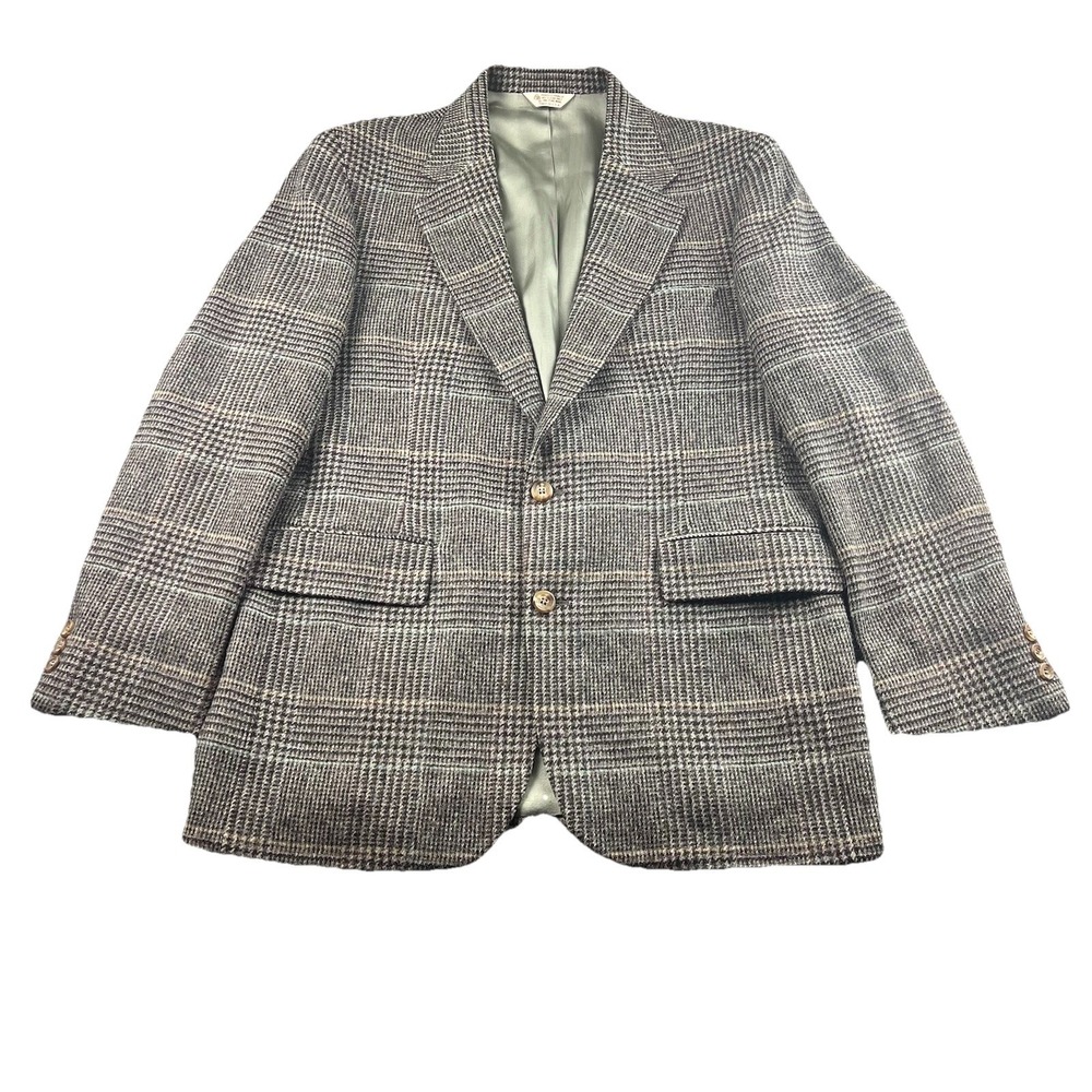 Vintage Anthony Foxx Mens 40R Blazer Sport Coat Tweed Plaid Wool Multicolor USA